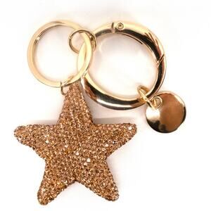 Bling Crystal Rhinestone Star Keychain Bag Charm Gold